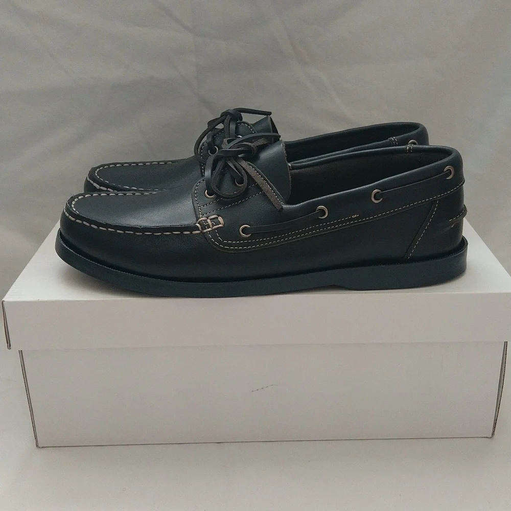 Danassa made in Portugal men's classic leather lace up boat shoes Sz 42 navy